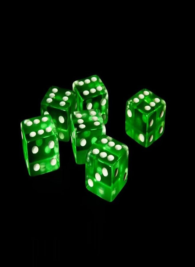GANPUB 10 Pcs 6 Sided Dice D6 RPG D&D Game Transparent Green + Bag Set Role Playing Dice Dice and Accessories(Green 19mm) - Image 2